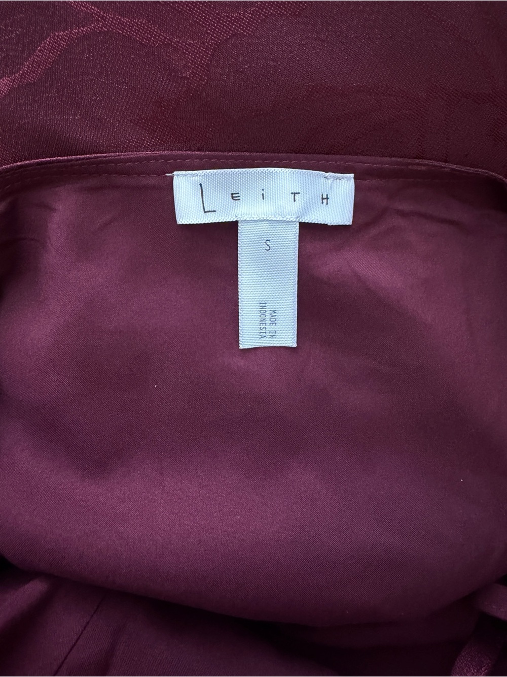 Leith Burgundy Slip Midi Dress with Spaghetti Straps - Picture 3 of 5